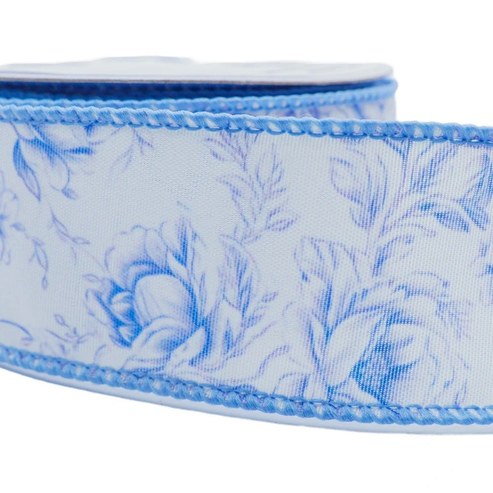 My‎ Texas House Blue Floral Ribbon 18ft Toile Americana Decor